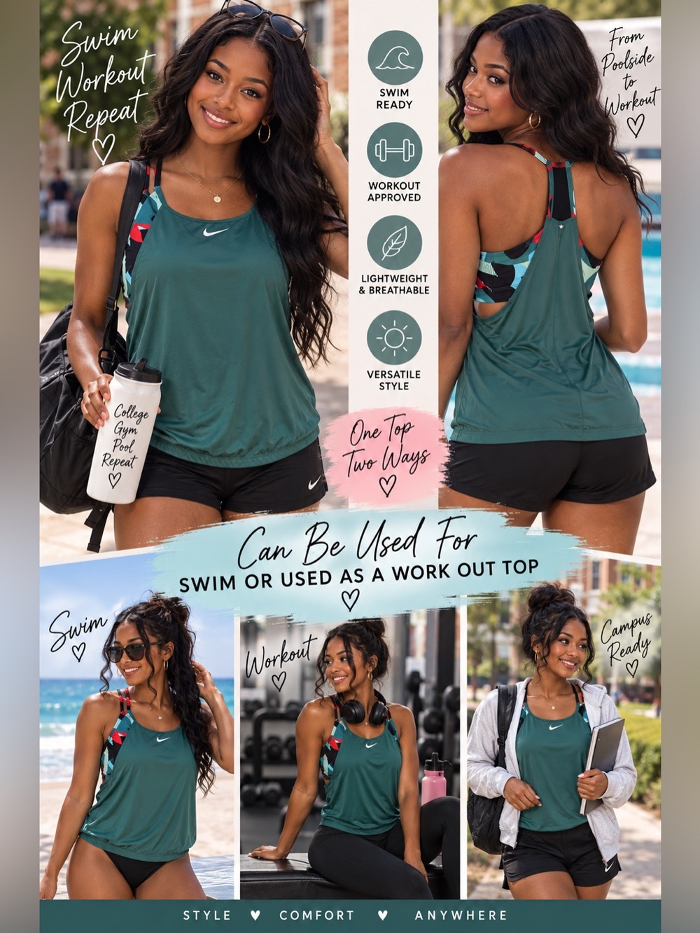 Nike Teal/Green Racerback Swim or Workout Tank